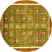 Round Machine Washable Oriental Yellow Modern Rug, wshabs377yw