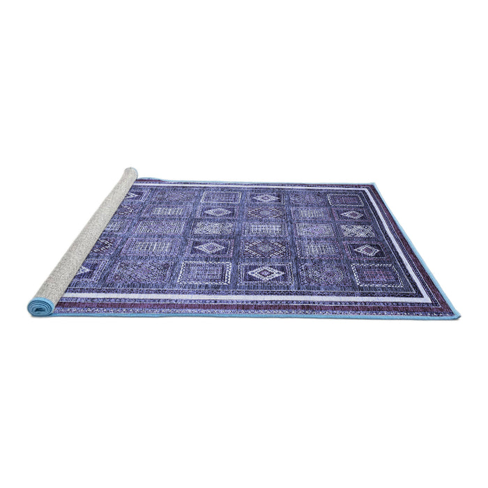 Sideview of Machine Washable Oriental Blue Modern Rug, wshabs377blu