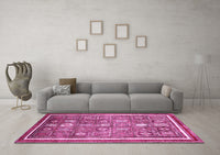 Machine Washable Oriental Pink Modern Rug, wshabs377pnk