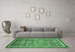 Machine Washable Oriental Emerald Green Modern Area Rugs in a Living Room,, wshabs377emgrn