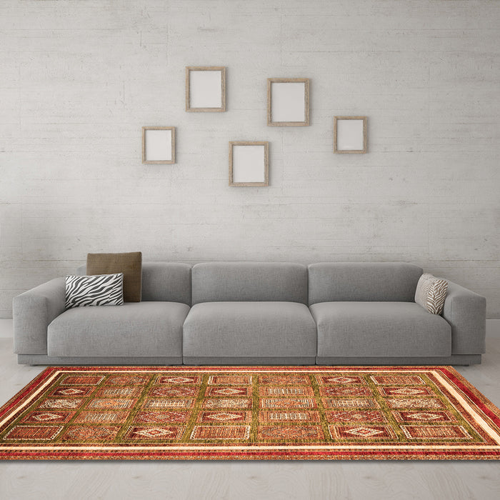 Machine Washable Oriental Orange Modern Area Rugs in a Living Room, wshabs377org