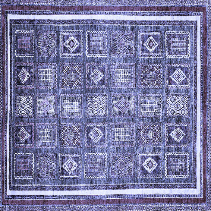 Square Machine Washable Oriental Blue Modern Rug, wshabs377blu