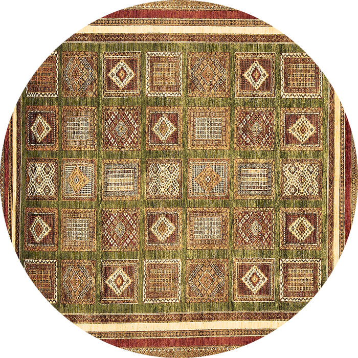 Round Oriental Brown Modern Rug, abs377brn