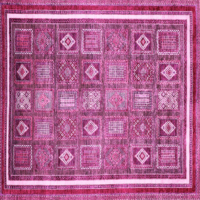 Square Machine Washable Oriental Pink Modern Rug, wshabs377pnk