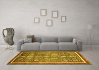 Machine Washable Oriental Yellow Modern Rug, wshabs377yw