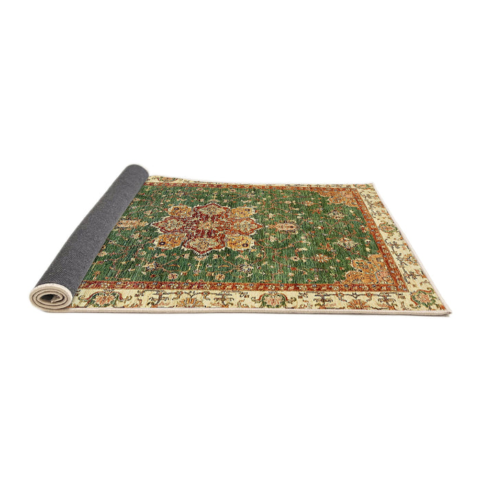 Sideview of Abstract Ginger Brown Green Modern Rug, abs378