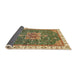 Sideview of Abstract Ginger Brown Green Modern Rug, abs378