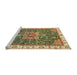 Sideview of Machine Washable Abstract Ginger Brown Green Rug, wshabs378