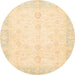 Round Machine Washable Abstract Khaki Gold Rug, wshabs3780