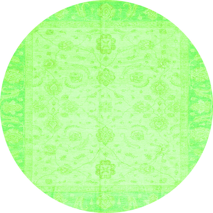 Round Machine Washable Oriental Green Traditional Area Rugs, wshabs3780grn