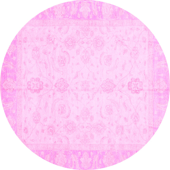Round Oriental Pink Traditional Rug, abs3780pnk