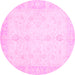 Round Oriental Pink Traditional Rug, abs3780pnk