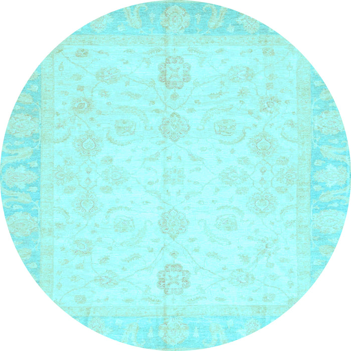 Round Oriental Light Blue Traditional Rug, abs3780lblu
