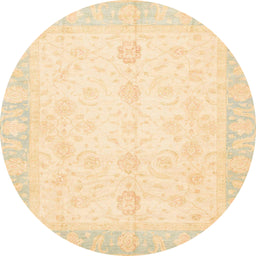 Round Abstract Khaki Gold Oriental Rug, abs3780