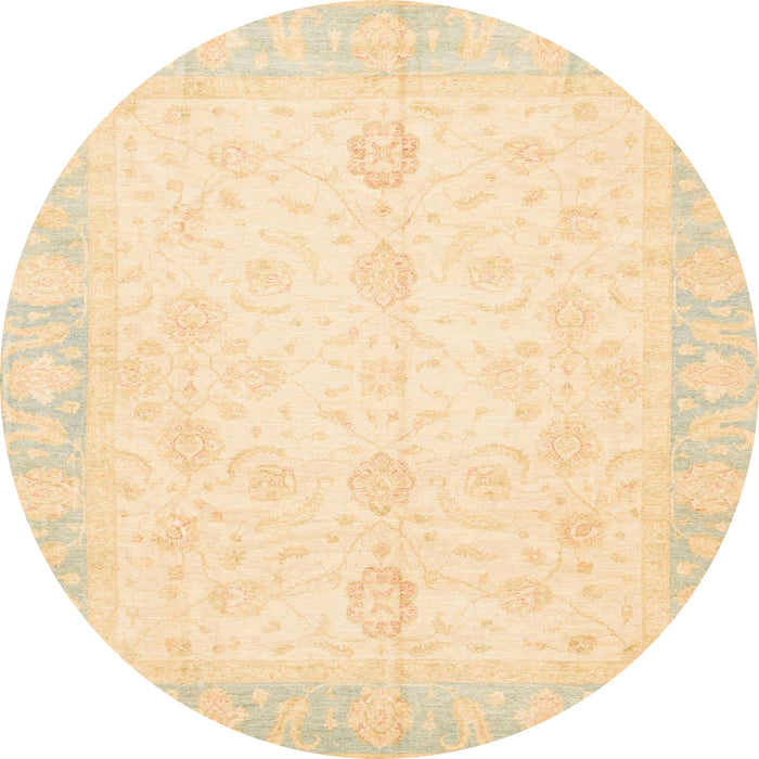 Round Abstract Khaki Gold Oriental Rug, abs3780