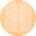 Round Oriental Orange Traditional Rug, abs3780org