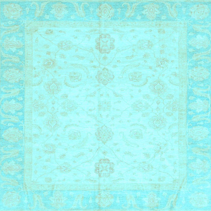 Square Machine Washable Oriental Light Blue Traditional Rug, wshabs3780lblu