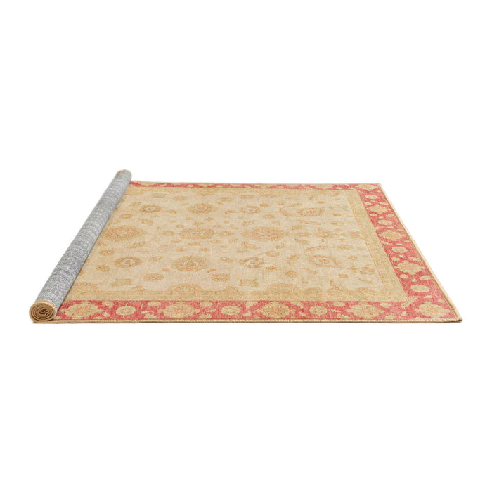 Sideview of Machine Washable Abstract Brown Gold Rug, wshabs3781