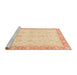 Sideview of Machine Washable Abstract Brown Gold Rug, wshabs3781