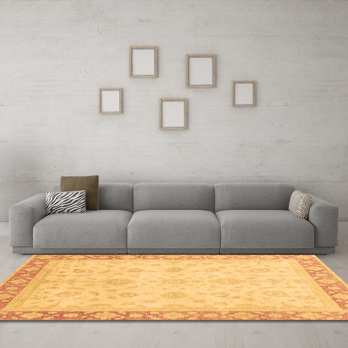 Machine Washable Abstract Brown Modern Rug in a Living Room,, wshabs3781brn