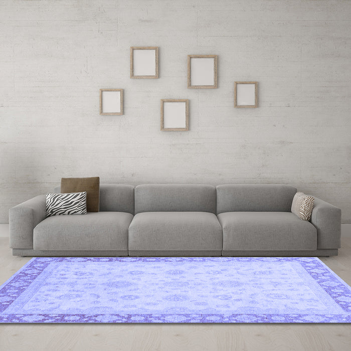 Machine Washable Abstract Blue Modern Rug in a Living Room, wshabs3781blu