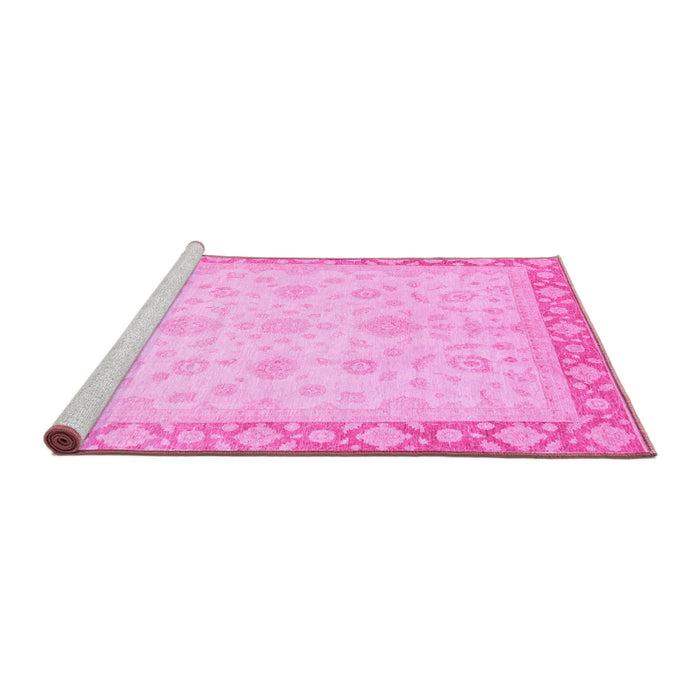Sideview of Machine Washable Abstract Pink Modern Rug, wshabs3781pnk