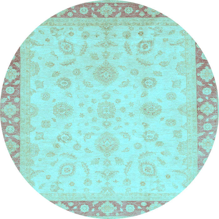 Round Abstract Light Blue Modern Rug, abs3781lblu