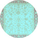 Round Abstract Light Blue Modern Rug, abs3781lblu