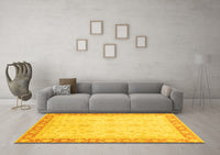 Machine Washable Abstract Yellow Modern Rug, wshabs3781yw