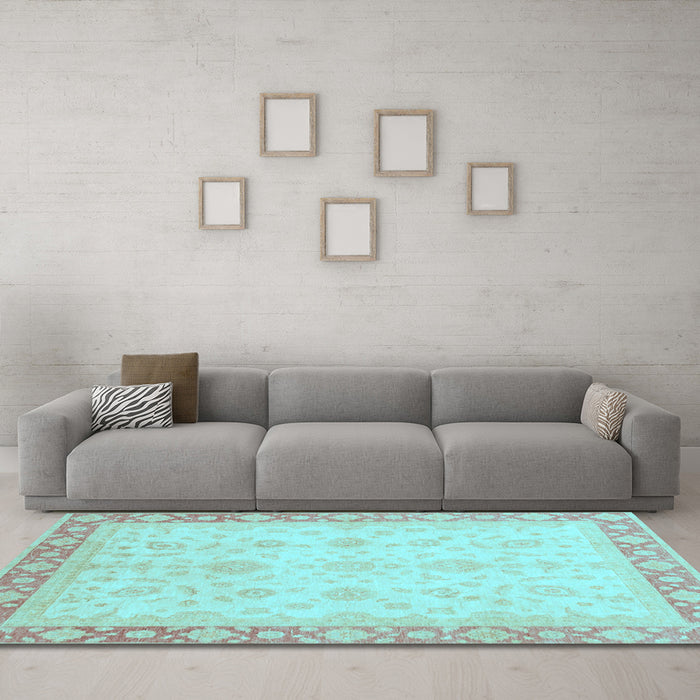 Machine Washable Abstract Light Blue Modern Rug in a Living Room, wshabs3781lblu