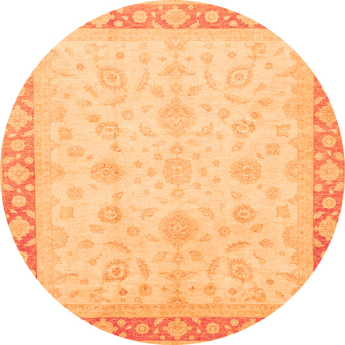 Round Abstract Orange Modern Rug, abs3781org
