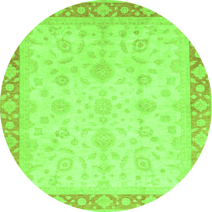 Round Abstract Green Modern Rug, abs3781grn