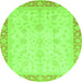 Round Abstract Green Modern Rug, abs3781grn