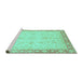 Sideview of Machine Washable Abstract Turquoise Modern Area Rugs, wshabs3781turq