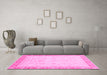 Machine Washable Abstract Pink Modern Rug in a Living Room, wshabs3781pnk