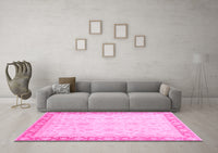 Machine Washable Abstract Pink Modern Rug, wshabs3781pnk