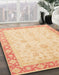 Abstract Brown Gold Modern Rug in Family Room, abs3781