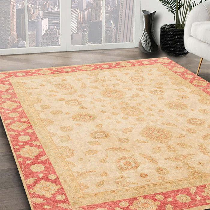 Machine Washable Abstract Brown Gold Rug in a Family Room, wshabs3781