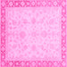 Square Machine Washable Abstract Pink Modern Rug, wshabs3781pnk