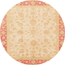 Round Abstract Brown Gold Modern Rug, abs3781