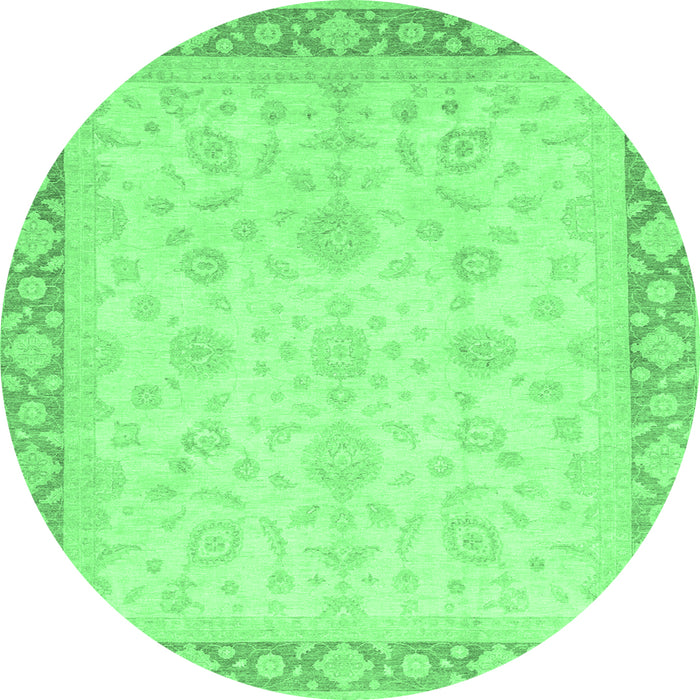 Round Abstract Emerald Green Modern Rug, abs3781emgrn