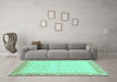 Machine Washable Abstract Turquoise Modern Area Rugs in a Living Room,, wshabs3781turq