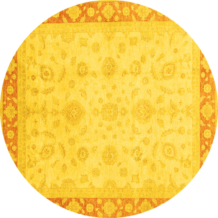 Round Abstract Yellow Modern Rug, abs3781yw