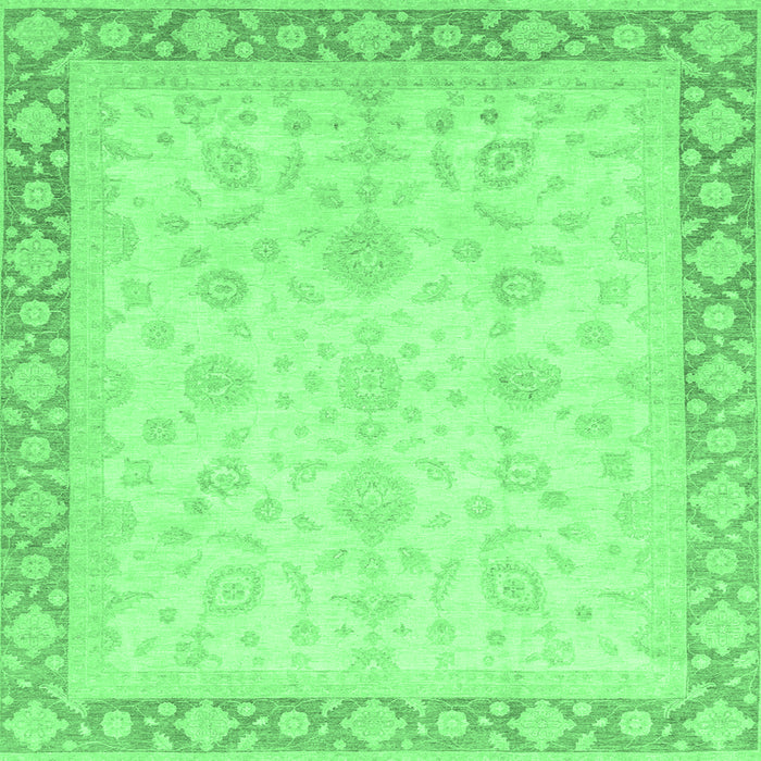 Square Abstract Emerald Green Modern Rug, abs3781emgrn