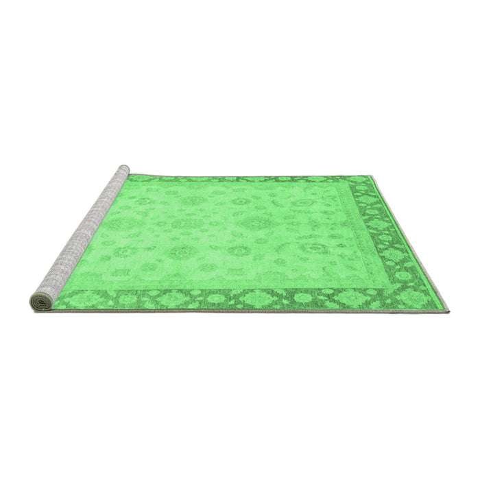 Sideview of Machine Washable Abstract Emerald Green Modern Area Rugs, wshabs3781emgrn
