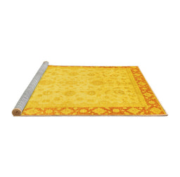 Sideview of Machine Washable Abstract Yellow Modern Rug, wshabs3781yw