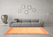 Machine Washable Abstract Orange Modern Area Rugs in a Living Room, wshabs3781org