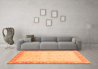 Machine Washable Abstract Orange Modern Rug, wshabs3781org