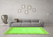 Machine Washable Abstract Green Modern Area Rugs in a Living Room,, wshabs3781grn