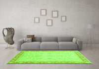 Machine Washable Abstract Green Modern Rug, wshabs3781grn